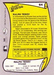 1988 Pacific Legends I #64 Ralph Terry back image