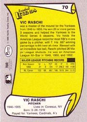 1988 Pacific Legends I #70 Vic Raschi back image