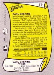 1988 Pacific Legends I #75 Carl Erskine back image