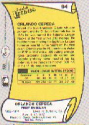 1988 Pacific Legends I #94 Orlando Cepeda back image