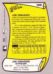 1988 Pacific Legends I #100 Joe DiMaggio back image