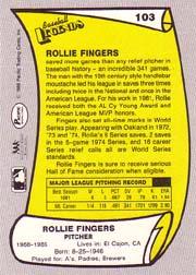 1988 Pacific Legends I #103 Rollie Fingers back image