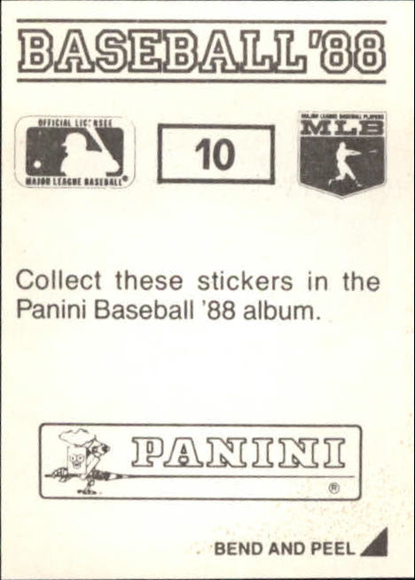 1988 Panini Stickers #10 Orioles TL/Action photo back image