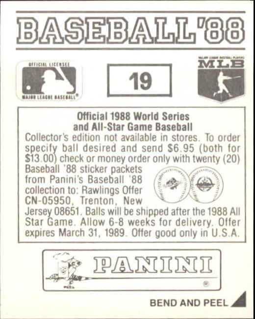 1988 Panini Stickers #19 Red Sox Uniform back image