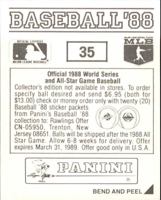 1988 Panini Stickers #35 Angels Uniform back image