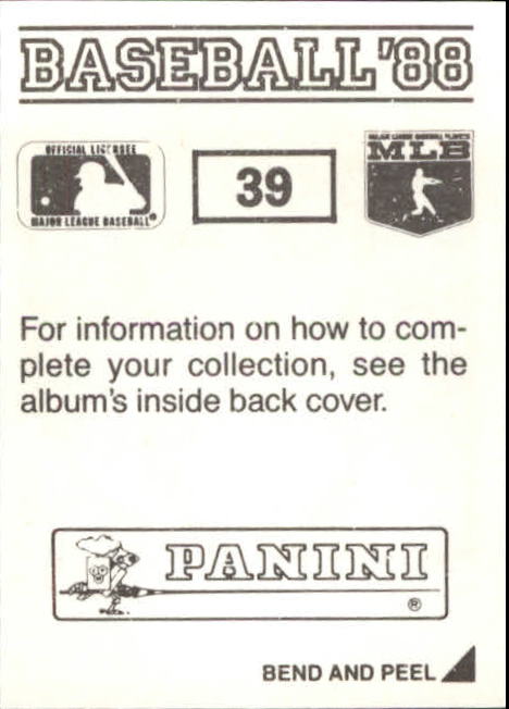 1988 Panini Stickers #39 Bob Boone back image