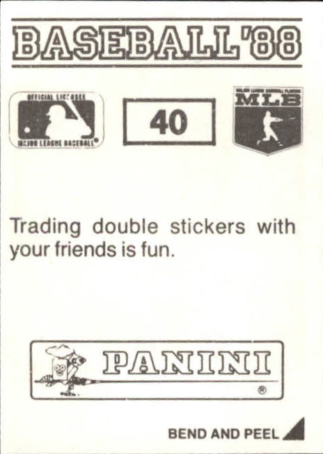 1988 Panini Stickers #40 Wally Joyner back image