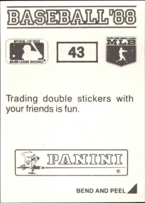 1988 Panini Stickers #43 Angels W-L Breakdown/Devon White IA back image