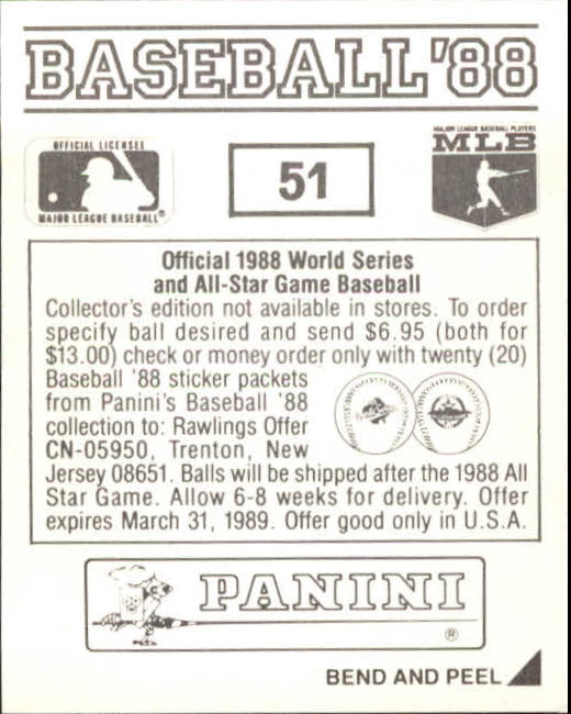 1988 Panini Stickers #51 White Sox Uniform back image