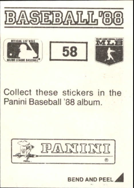 1988 Panini Stickers #58 White Sox TL/Action photo back image