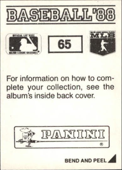 1988 Panini Stickers #65 Ken Williams back image
