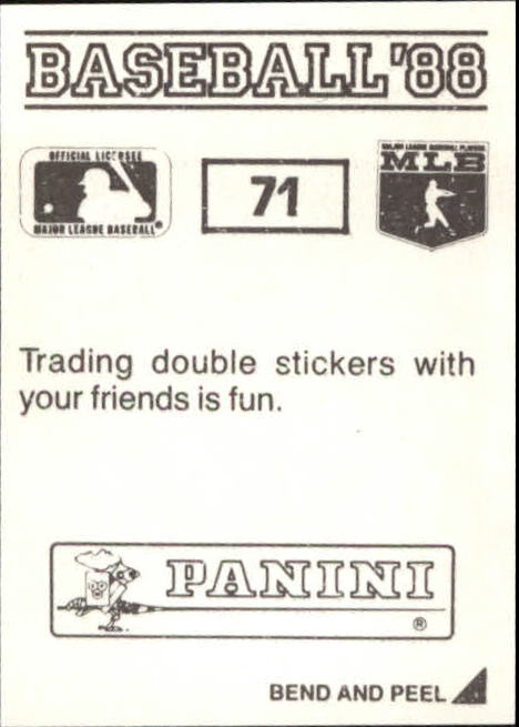 1988 Panini Stickers #71 Chris Bando back image