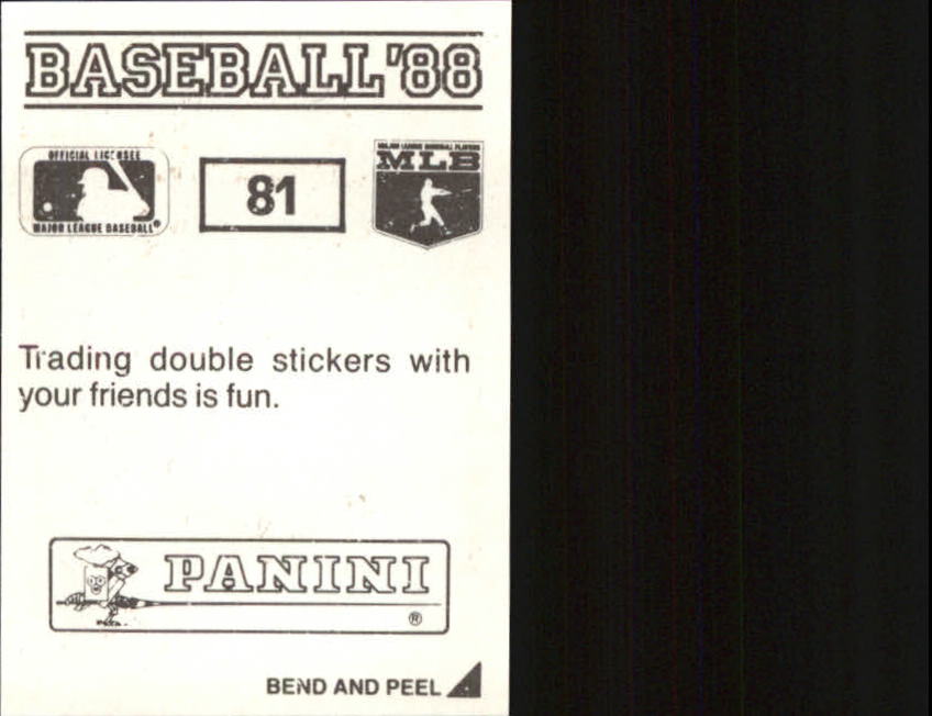 1988 Panini Stickers #81 Pat Tabler back image