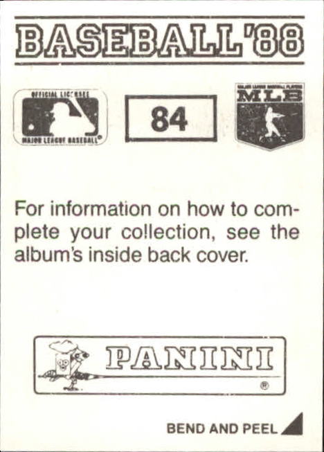 1988 Panini Stickers #84 Willie Hernandez back image