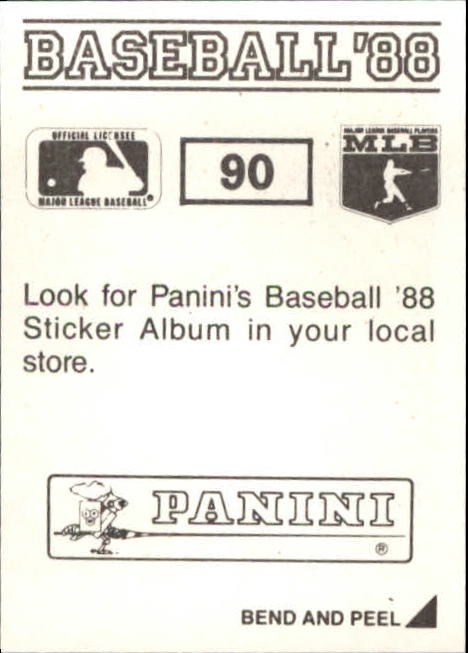 1988 Panini Stickers #90 Tigers TL/Darrell Evans IA back image
