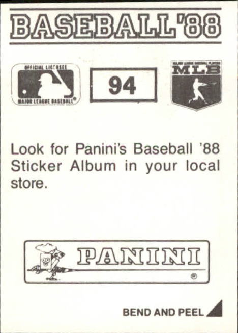 1988 Panini Stickers #94 Alan Trammell back image