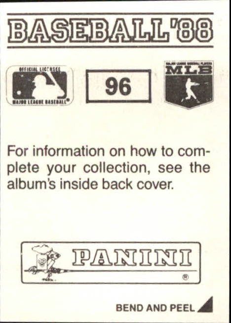 1988 Panini Stickers #96 Chet Lemon back image