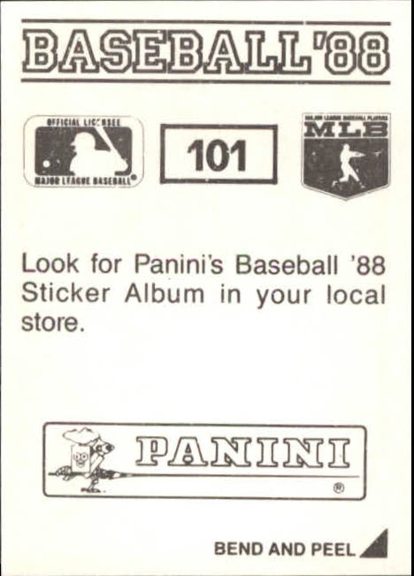 1988 Panini Stickers #101 Dan Quisenberry back image