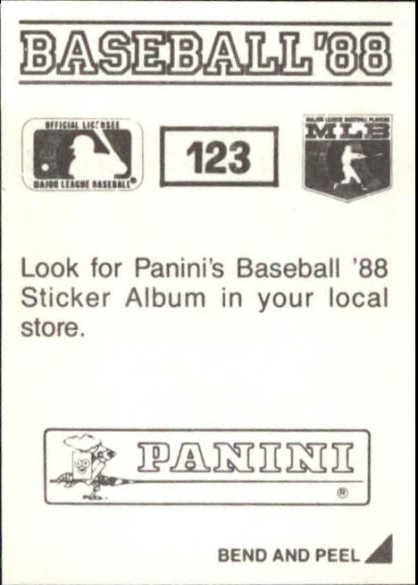1988 Panini Stickers #123 Brewers W-L Breakdown/Jim Gantner IA back image