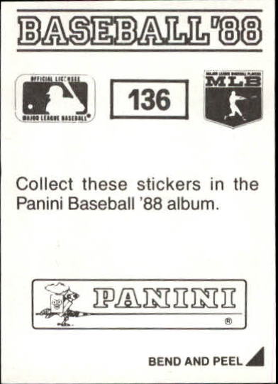 1988 Panini Stickers #136 Kent Hrbek back image