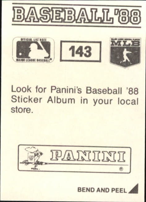 1988 Panini Stickers #143 Dan Gladden back image