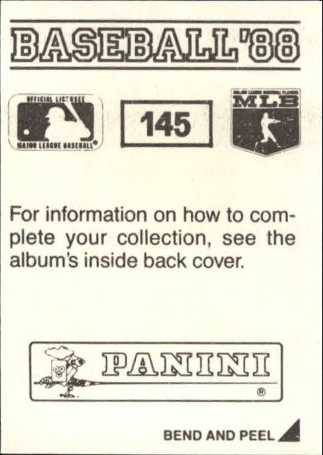 1988 Panini Stickers #145 Gene Larkin back image