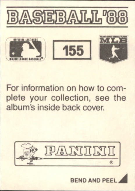 1988 Panini Stickers #155 1987 W-L Breakdown/Don Mattingly IA back image