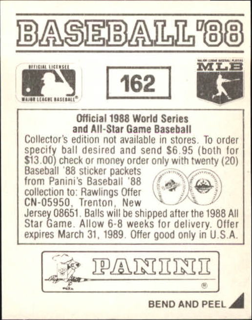 1988 Panini Stickers #162 Team Emblem/Oakland A's back image