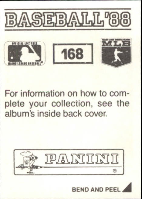 1988 Panini Stickers #168 Tony Phillips back image
