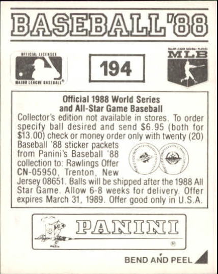 1988 Panini Stickers #194 Team Emblem/Texas Rangers back image