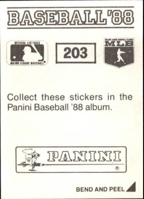 1988 Panini Stickers #203 1987 W-L Breakdown/Steve Buechele and/Eddie Murray IA back image