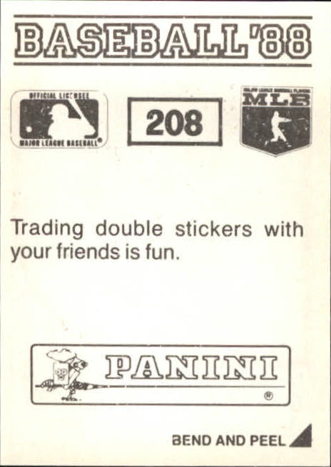 1988 Panini Stickers #208 Oddibe McDowell back image