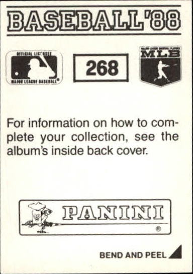 1988 Panini Stickers #268 Rafael Palmeiro back image