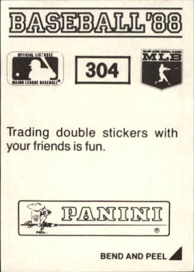 1988 Panini Stickers #304 Fernando Valenzuela back image