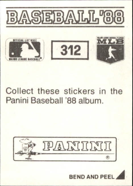 1988 Panini Stickers #312 Jeff Hamilton back image