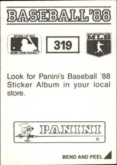 1988 Panini Stickers #319 Neal Heaton back image