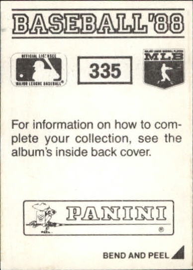 1988 Panini Stickers #335 Ron Darling back image