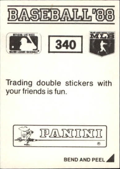 1988 Panini Stickers #340 Wally Backman back image