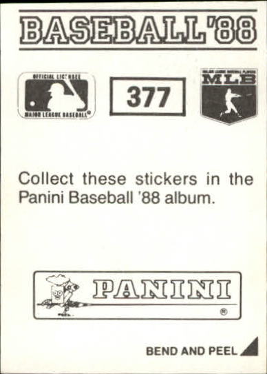 1988 Panini Stickers #377 John Cangelosi back image