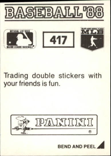 1988 Panini Stickers #417 Mike Krukow back image