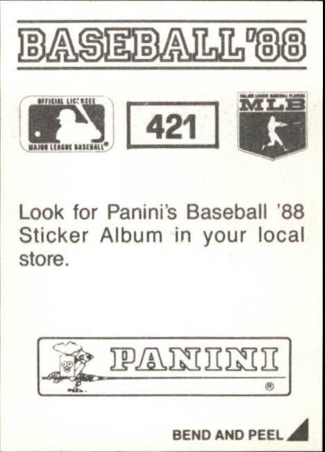 1988 Panini Stickers #421 1987 Team Leaders/Will Clark IA back image