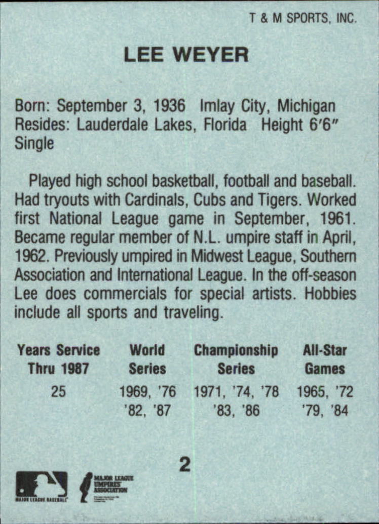 B6497- 1988 T/M Umpires Baseball Card #s 1-64 -You Pick- 15+ FREE US SHIP - Picture 3 of 115
