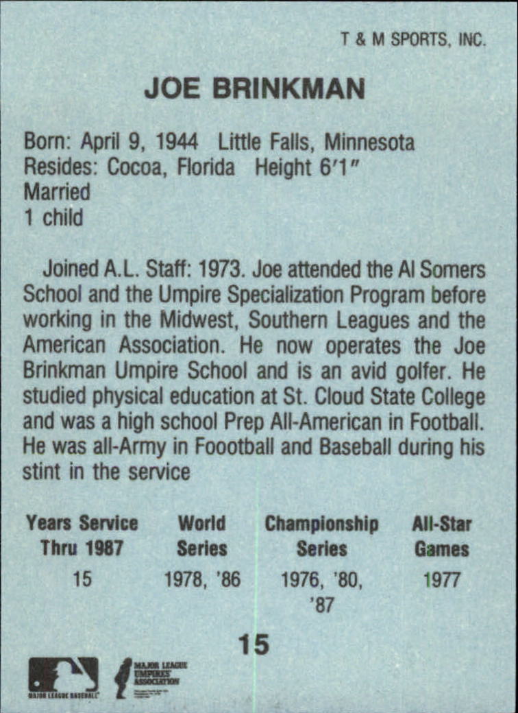 B6497- 1988 T/M Umpires Baseball Card #s 1-64 -You Pick- 15+ FREE US SHIP - Picture 23 of 115