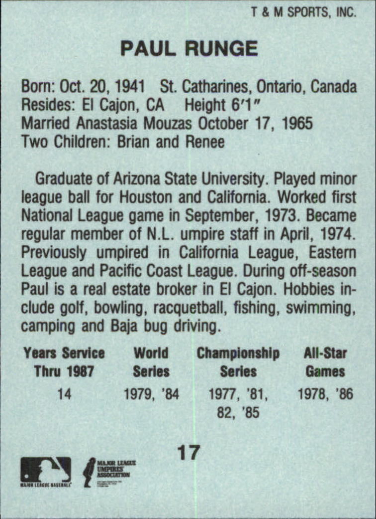 B6497- 1988 T/M Umpires Baseball Card #s 1-64 -You Pick- 15+ FREE US SHIP - Picture 27 of 115