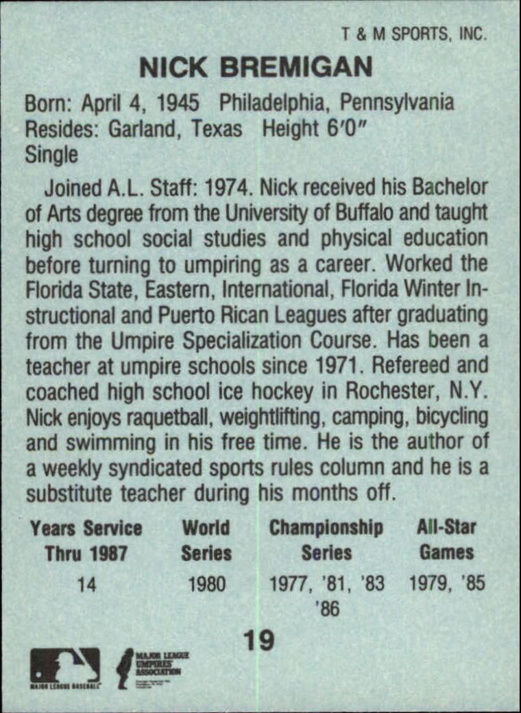 B6497- 1988 T/M Umpires Baseball Card #s 1-64 -You Pick- 15+ FREE US SHIP - Picture 31 of 115