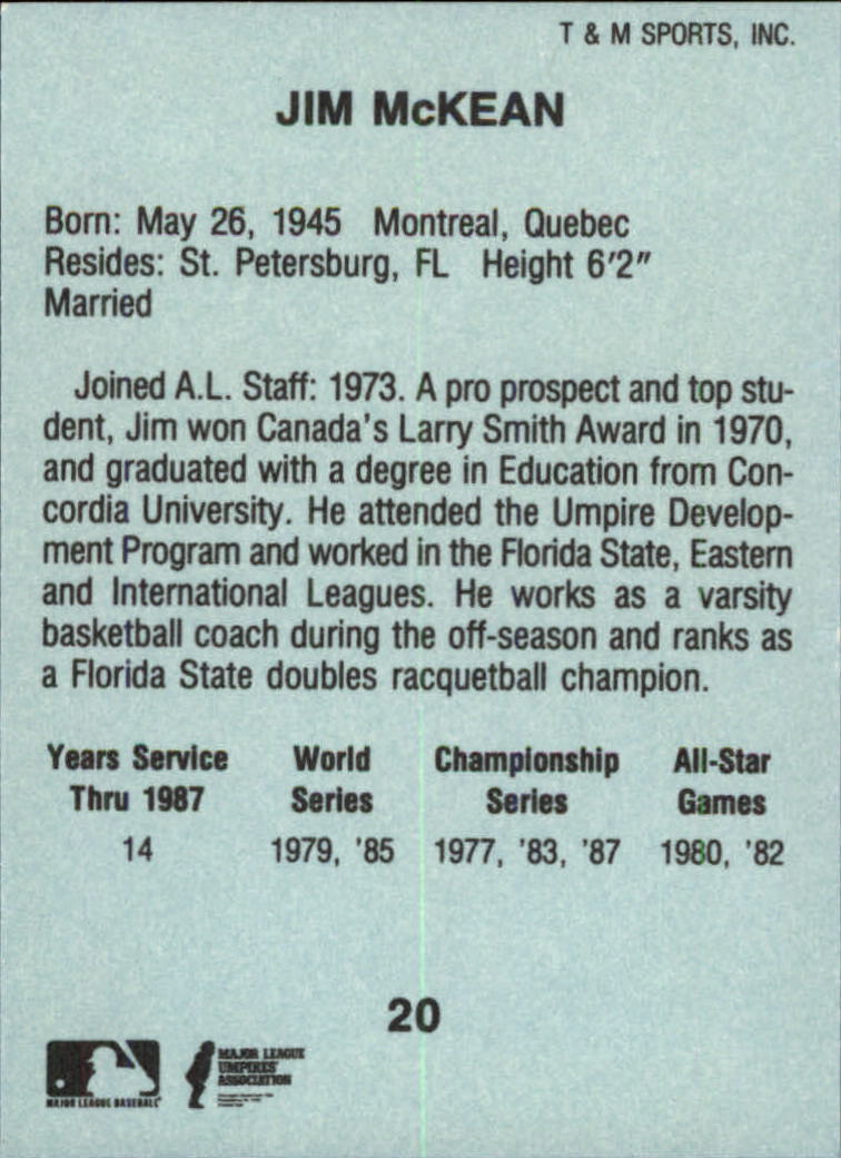 B6497- 1988 T/M Umpires Baseball Card #s 1-64 -You Pick- 15+ FREE US SHIP - Picture 33 of 115