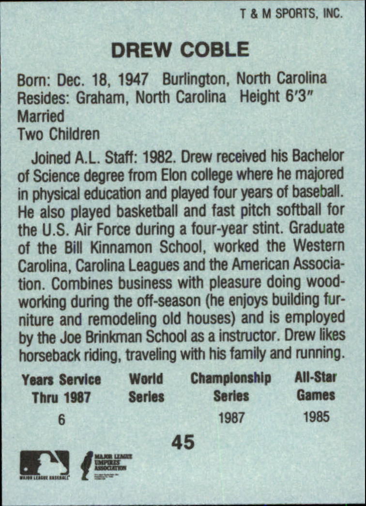 B6497- 1988 T/M Umpires Baseball Card #s 1-64 -You Pick- 15+ FREE US SHIP - Picture 77 of 115