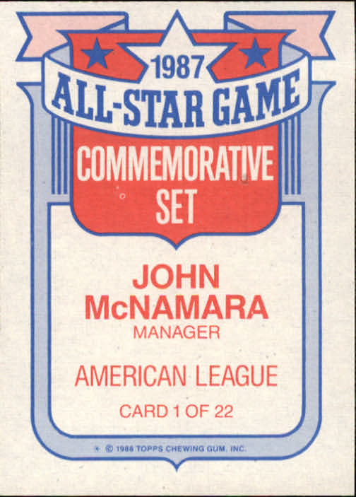 1988 Topps Glossy All-Stars #1 John McNamara MG back image