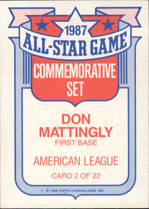 1988 Topps Glossy All-Stars #2 Don Mattingly back image