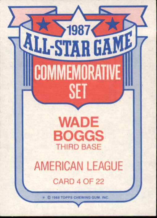 1988 Topps Glossy All-Stars #4 Wade Boggs back image